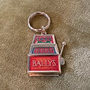 Vintage Bally's Las Vegas Slot Machine Keychain Red Enamel Casino